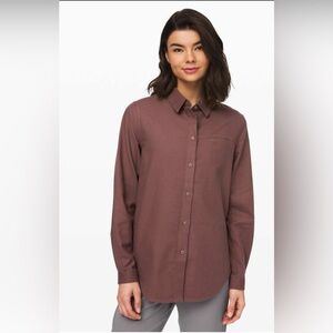 Lululemon long sleeve soft button up size 10 Full Day Ahead Antique Bark